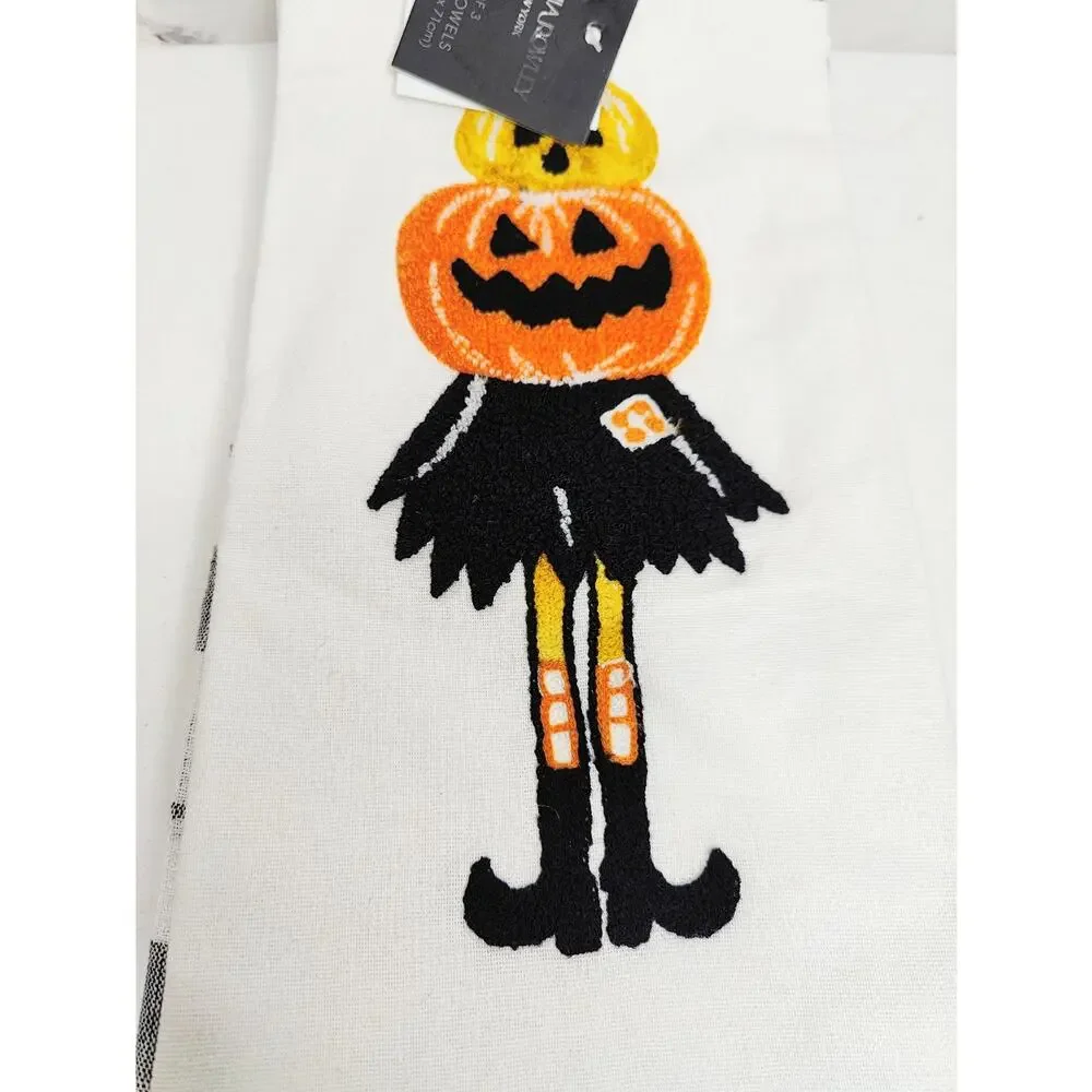 Cynthia Rowley Set of 3 Halloween Theme Cotton Kitchen‎ Towels Brand New